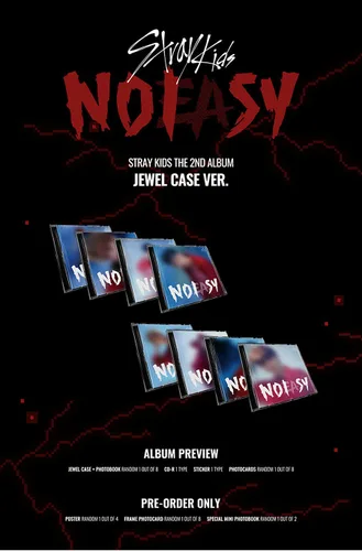 STRAY KIDS NOEASY 2nd Album JEWEL CASE [ SEUNGMIN ] VER. 1ea CD+20p Photo Book+1ea Photo Card+1ea Sticker+1ea Pre-Order Item+1 STORE GIFT CARD