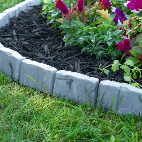 Miniatura 5 de EasyFlex Bordes para Paisajismo sin Excavación con Espigas de Anclaje, Borde de Jardín Decorativo de Aspecto de Piedra de 2.7 Pulgadas de Altura