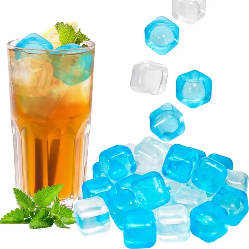 Paquete de 80 cubitos de hielo reutilizables para bebidas, cubos de hielo cuadrados de plástico sin diluir sin BPA, cubos de hielo recongelables