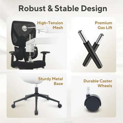 Miniatura 8 de Nouhaus Ergo Morph Silla de oficina ergonómica, sillas de oficina de malla con respaldo alto con soporte lumbar dinámico de doble zona, respaldo