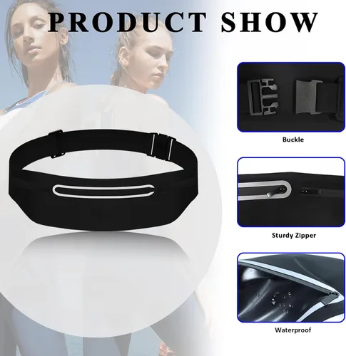 Miniatura 5 de Riñoneras para mujer, riñonera impermeable para hombres, cintura ajustable para correr, bolsa de bolsillo delgada y expandible, soporte para iPhone