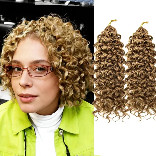 Miniatura 25 de GoGo Curl Crochet Hair 18 pulgadas onda de agua pelo sintético bohemio ganchillo trenzado jengibre onda profunda extensiones de cabello trenzado