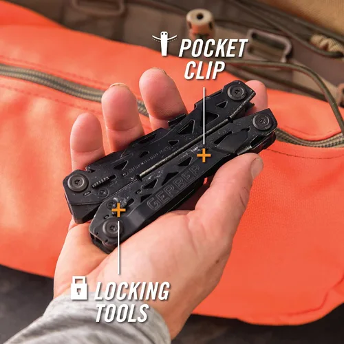 Miniatura 6 de Gerber Gear Suspension-NXT EDC - Cuchillo de bolsillo multiherramienta 15 en 1, alicates de punta de aguja y pelacables para acampar y Negro