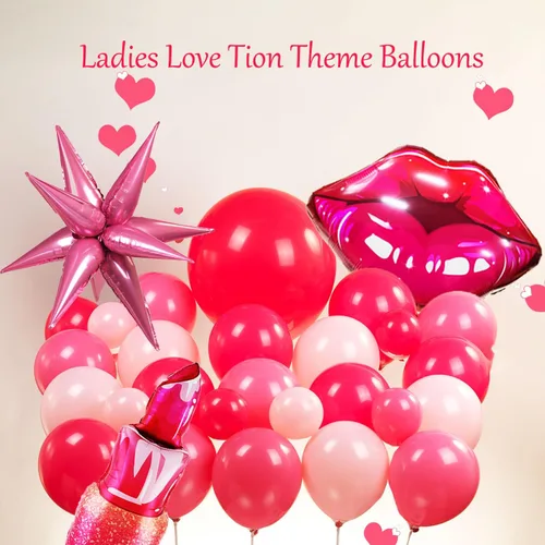 Miniatura 4 de Kit de arco de guirnalda de globos rosa y rojo, 108 piezas con globos de labios de estrella de aluminio para niñas, mujeres, cumpleaños, día