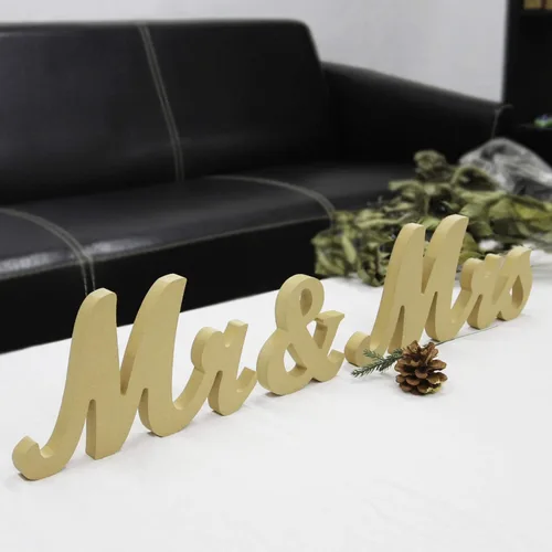 Miniatura 3 de Letrero de madera con texto en inglés "Mr and Mrs", letras rústicas para mesa de boda, decoración de señorita señor para fotos, mesa de fiesta