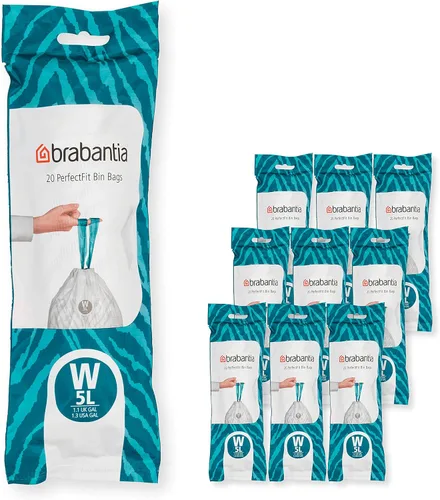 Miniatura 21 de Bolsas de basura Brabantia PerfectFit (Tamaño M/16 Gal) Bolsas gruesas de plástico para caneca de basura con asas de cordón (40 bolsas)
