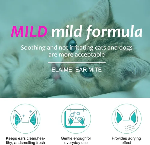 Miniatura 8 de FANSHI Limpieza de oídos para perros y gatos, solución para el cuidado de los oídos con aloe – Suave limpiador de oídos gotas para calmar y limpiar