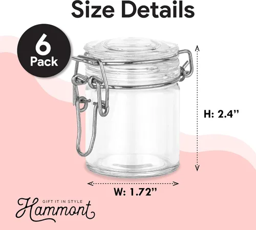 Miniatura 2 de Hammont Cajas de acrílico con forma de tarro de abrazadera, paquete de 6, 1.72 x 2.4 pulgadas, perfectas para bodas, cumpleaños, regalos de fiesta