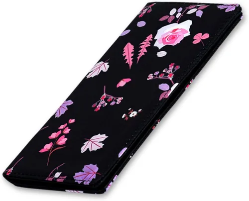 Miniatura 40 de HUA ANGEL Billetera para mujer, ultra delgada y delgada, con bloqueo RFID, tarjetero de crédito, doble embrague, carteras largas, regalo para A-ámbar