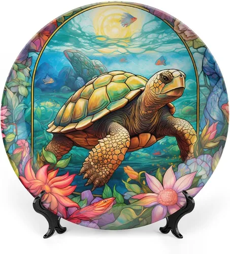 Miniatura 18 de Platos decorativos para colgar en la pared, placa de cerámica con estampado de pájaros de acuarela con soporte de exhibición, decoración del hogar