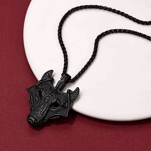 Miniatura 8 de FaithHeart Collar con colgante de lobo vikingo nórdico para hombres y mujeres, acero inoxidable, chapado en oro de 18 quilates, joyería con embalaje
