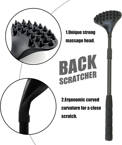 Miniatura 4 de EASACE Paquete de 2 rascadores de espalda para mujeres y hombres extensibles con fuerte cabeza de masaje ABS, rascador de cuerpo de 21 pulgadas