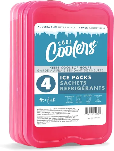 Miniatura 4 de Cool Coolers by Fit & Fresh 4 Pack XL Slim Ice Packs, Quick Freeze Space Saving Reusable Ice Packs for Lunch Boxes or Coolers