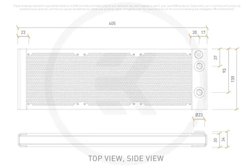 Miniatura 5 de EKWB EK-Quantum Surface S360, negro, radiador de PC de 14.173 in, 1.181 in de grosor, 3 soportes de ventilador de 4.724 in, 2 puertos G1/4 pulgadas