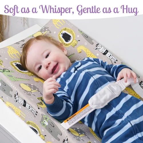 Miniatura 6 de GROW WILD Juego de 3 fundas para cambiador, algodón suave y elástico, funda para cambiador de bebé, fundas para cambiador de pañales para niñas
