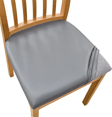 Miniatura 16 de SearchI Fundas impermeables de cuero PU para asientos de sillas de comedor, paquete de 6 fundas elásticas para sillas de comedor, protectores
