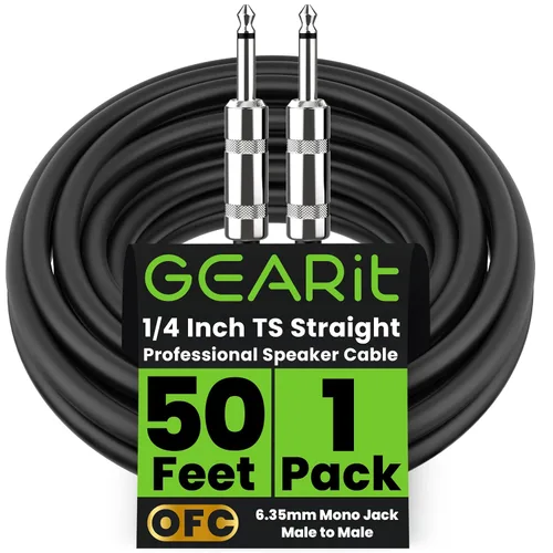 Miniatura 9 de GEARit Cable de altavoz profesional (6 pies), cobre puro 12 AWG, de 1/4 de pulgada a 1/4 de pulgada, TS recto macho a macho para amplificador