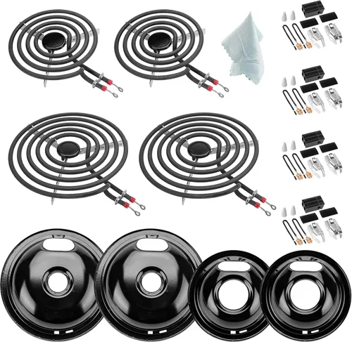 Miniatura 8 de W10290350 W10290353 Recipientes de goteo para quemadores de porcelana y juego de elementos de quemador de estufa eléctrica MP22YA de Cenipar
