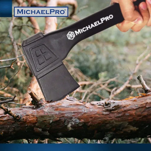 Miniatura 6 de MichaelPro MP004009 - Hacha de campamento de 9 pulgadas con mango de fibra de vidrio resistente al clima y absorbente de impactos, con funda