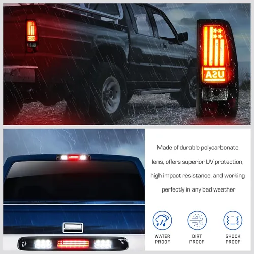 Miniatura 6 de Luz trasera LED + 3ª luz de freno para Chevy Silverado 1500 2500 HD 1999-2002, apta para GMC Sierra 1500 2500 HD 1999-2003 Fleetside Bedtype