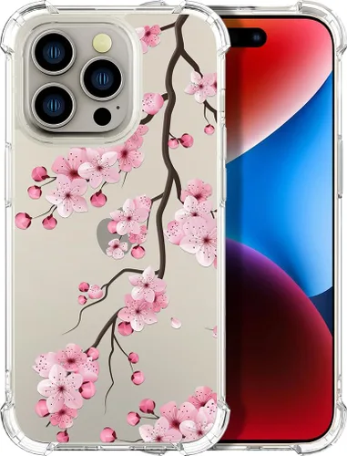 Miniatura 15 de Compatible con iPhone 14, funda transparente y bonita para mujeres y niñas, diseño floral, diseño floral femenino, funda para teléfono 14