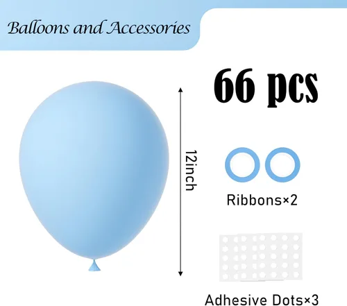 Miniatura 2 de Voircoloria - Globos azul bebé claro, paquete de 66 globos de 12 pulgadas de látex para fiestas para niños y niñas, para cumpleaños, baby shower, 16