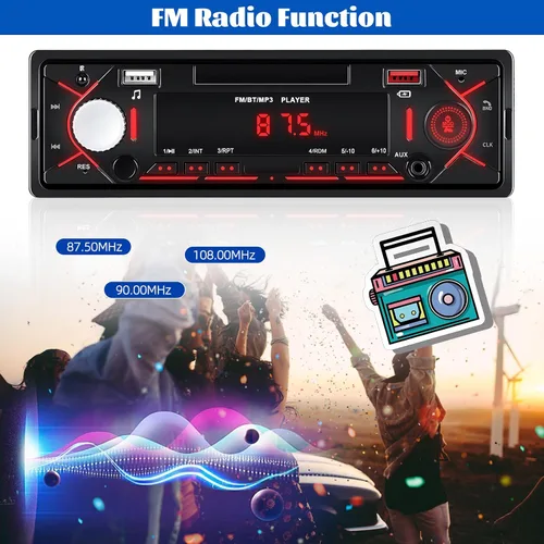 Miniatura 5 de Radio estéreo multimedia Bluetooth de un solo DIN, reproductor de MP3 de audio para automóvil, compatible con llamadas manos libres/USB/FM/TF/AUX