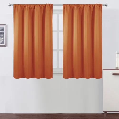 Miniatura 57 de LEMOMO Cortinas opacas negras para cocina, 42 x 45 pulgadas, juego de 2 paneles de cortinas opacas con bolsillo para cortinero para ventana pequeña