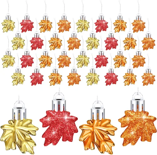 Miniatura 8 de WILLBOND 36 piezas de adornos de Acción de Gracias para árbol pequeño, decoración de árbol de Acción de Gracias, hoja de arce, adornos colgantes