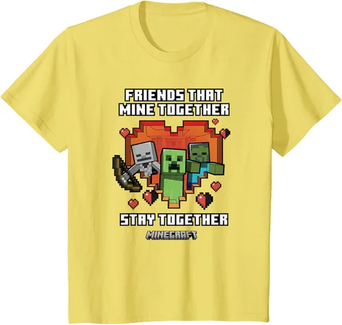 Miniatura 4 de Minecraft Camiseta de San Valentín Friends That Mine Together Mobs, Negro