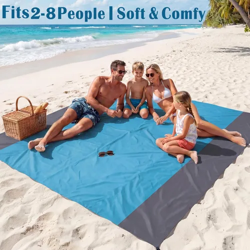 Miniatura 4 de Famstar Beach Blanket Oversized Extra Large 78"X81"/10'X9',Waterproof Sandproof Beach Blanket 2-8 Adults Lightweight Durable for Travel Camping