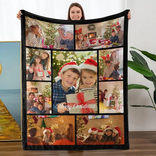 Miniatura 24 de TURMTF Manta personalizada con foto para mamá de hija e hijo, regalos de boda personalizados para ella, él, pareja, esposa, marido, novia, novio