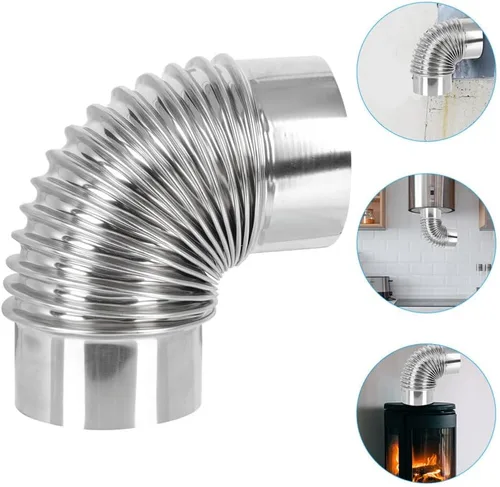 Miniatura 3 de Ciieeo Tubo de chimenea de acero inoxidable con ventilación de escape para codo de estufa de leña