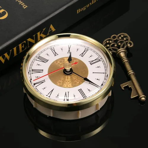 Miniatura 5 de Hicarer 3-1/8 Inch (3.150 in) Inserto de reloj de cuarzo, borde dorado, segunda mano roja, número romano, movimiento de cuarzo