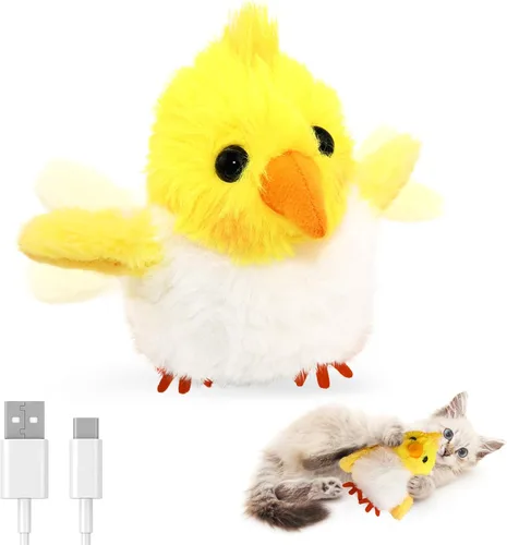 Miniatura 9 de Petbobi Juguetes para Gatos Pájaro Aleteante – Juguete Interactivo para Gatos con Alas Aleteadoras y Sonidos de Gorjeo, Juguete Recargable por USB