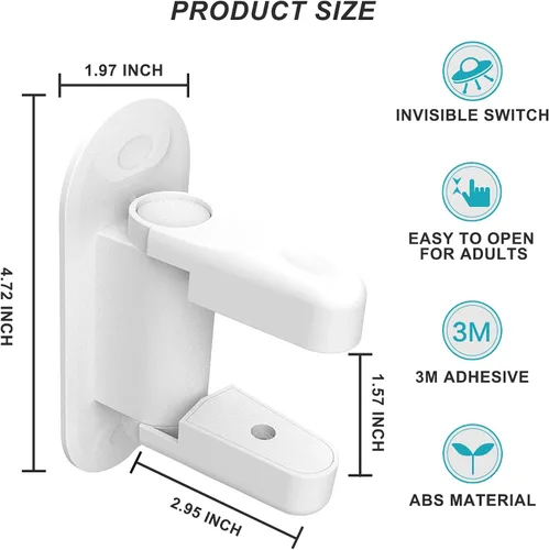 Miniatura 4 de Matenf - Pack de 2 cerraduras de palanca para puerta a prueba de niños, previene que niños pequeños y mascotas abran las puertas, cerradura