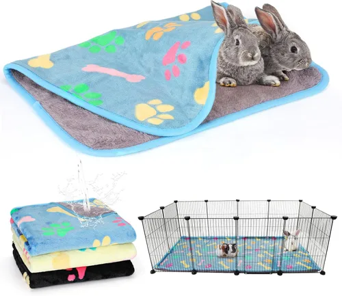 Miniatura 14 de YUEPET Mantas impermeables de conejillo de indias, lavables, paquete de 3 forros de forro polar para animales pequeños, funda de almohadilla suave