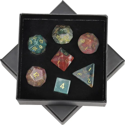 Miniatura 11 de SUNYIK Juego de 7 dados poliédricos DND de piedra de cristal pulido para juegos de mesa RPG MTG, dados de juego DND, mazmorras y dragones