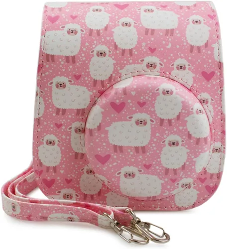 Miniatura 12 de MUZIRI KINOKOO Funda para cámara de película instantánea Fujifilm Instax Mini 12, cuero sintético degradado tejido venas Fuji Mini 12 funda Tejido