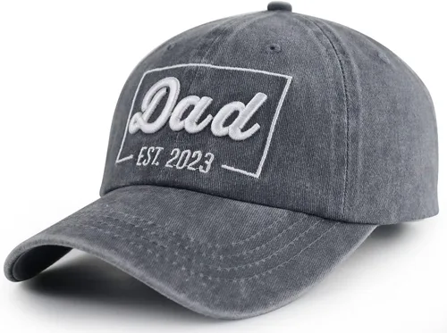 Miniatura 2 de SHANVANKE Funny Dad Est 2023 - Gorra de béisbol para hombre, ajustable de algodón lavado bordado en 3D