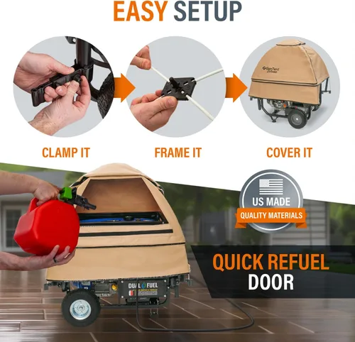 Miniatura 4 de GenTent Funda de funcionamiento del generador - Kit universal (extremo, color tostado) - para generadores portátiles de marco abierto
