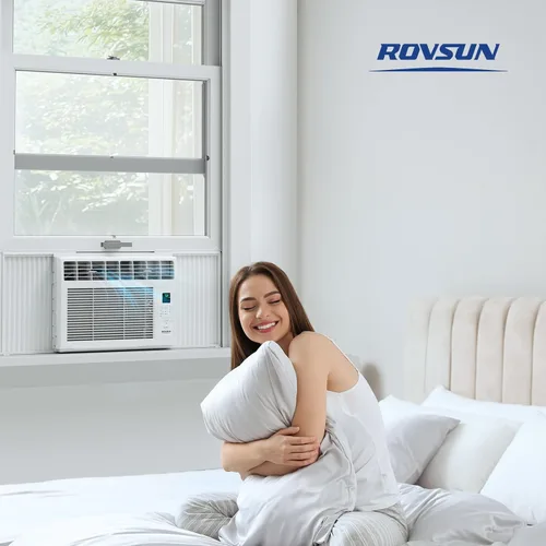 Miniatura 7 de ROVSUN Aire acondicionado de ventana de 5000 BTU con control remoto y temporizador, unidad de CA para ventana con modo ECO, 4 velocidades