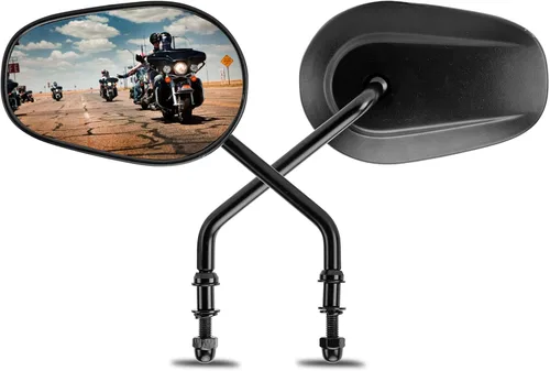 LKV Espejos retrovisores para motocicleta, ajuste de 360 grados, espejos laterales de vástago largo para Harley Sportster Road King Softail Street