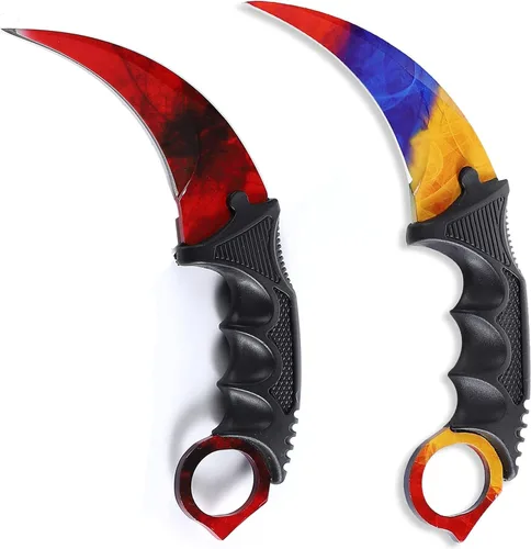 2 Piezas Cuchillo Karambit Hoja Fija Herramienta Táctica de Camping, Cuchillo de Caza al Aire Libre con Funda y Cordón, Adecuado para Senderismo,