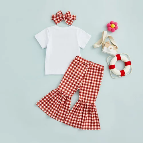 Miniatura 59 de Conjunto de sudadera con cuello redondo y estampado de pastel de calabaza para niña, camiseta y pantalones acampanados