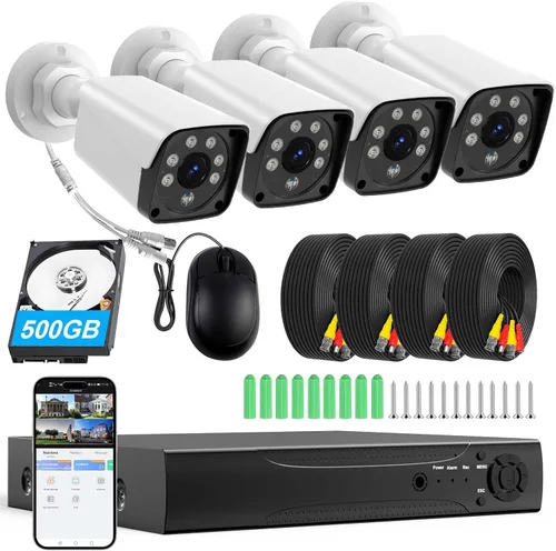 Miniatura 8 de Kit de sistema DVR de cámara de seguridad con cable H.265+ con detección AI de humanos y vehículos, 4x 1920P 5MP IP67 metálicas