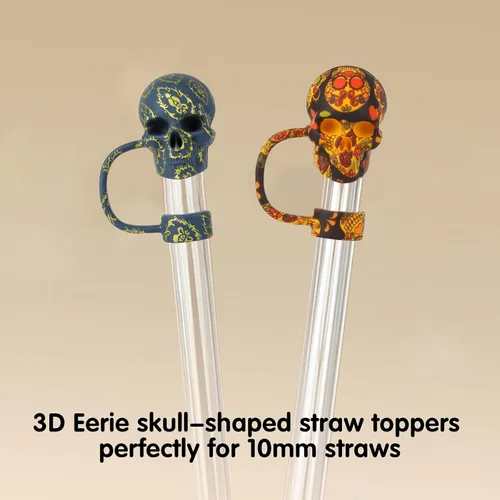 Miniatura 3 de 2 Pack de tapa de pajita con calavera para vaso Stanley 30 y 40 oz, accesorios para vaso de agua de tazón, tapa de pajita 3D reutilizable a prueba