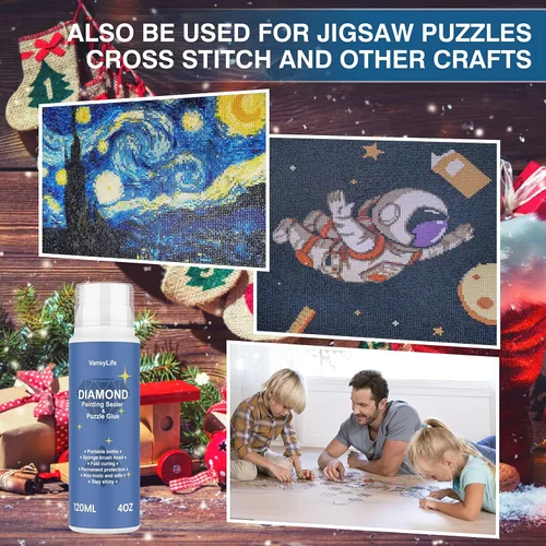 Miniatura 6 de VansyLife Sellador de pintura de diamantes de 4.1 fl oz con cabeza de esponja, pegamento de pintura de diamante 5D y pegamento para rompecabezas