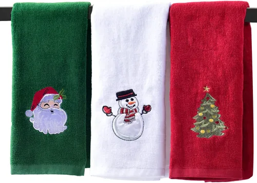 Toallas de mano navideñas para baño, 16 x 25 pulgadas, paquete de 3 toallas de cocina 100% algodón súper suaves y absorbentes, para vacaciones,