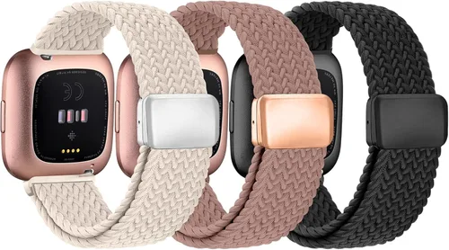 Miniatura 11 de Pack de 6 bandas de nailon compatibles con Fitbit Versa, banda de reemplazo suave, elástica, ajustable y elegante, adecuada para hombres y mujeres